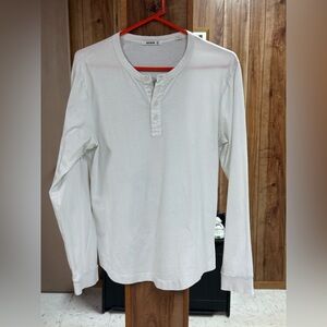 Buck Mason light weight White Long-Sleeve Henley Shirt.